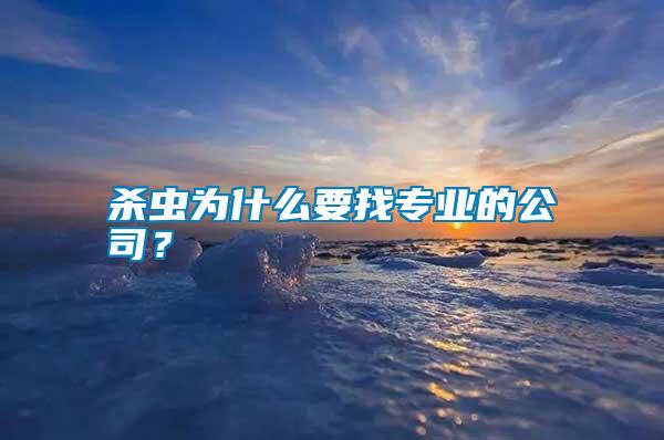 殺蟲為什么要找專業(yè)的公司?