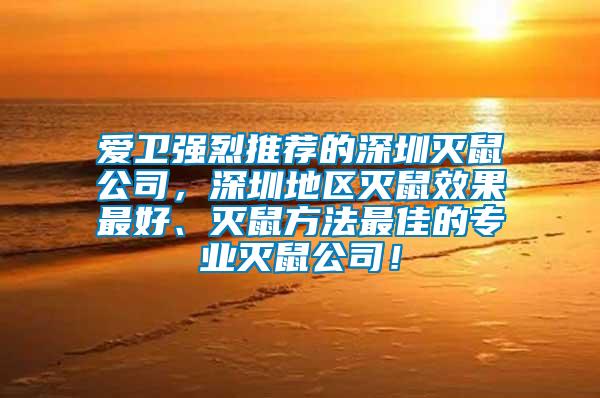 愛衛強烈推薦的深圳滅鼠公司,深圳地區滅鼠效果最好、滅鼠方法最佳的專業滅鼠公司!