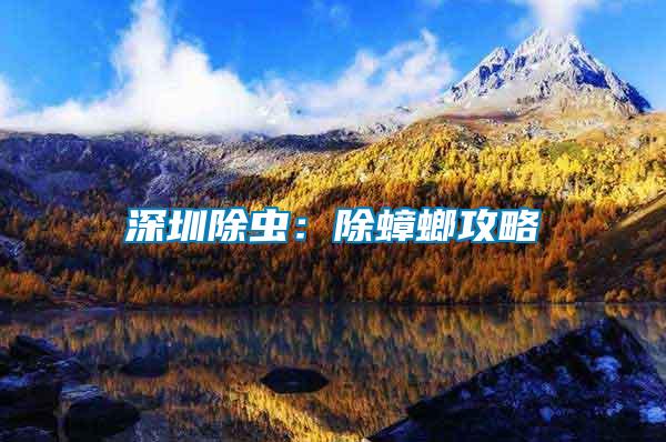 深圳除蟲:除蟑螂攻略