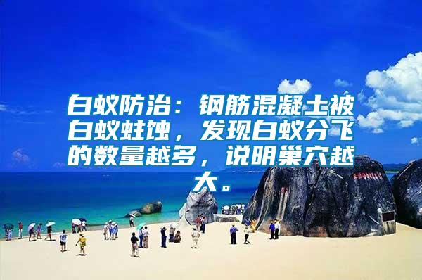 白蟻防治：鋼筋混凝土被白蟻蛀蝕，發現白蟻分飛的數量越多，說明巢穴越大。
