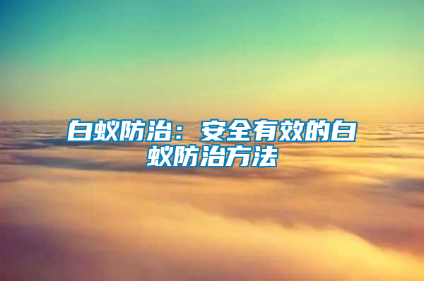 白蟻防治:安全有效的白蟻防治方法